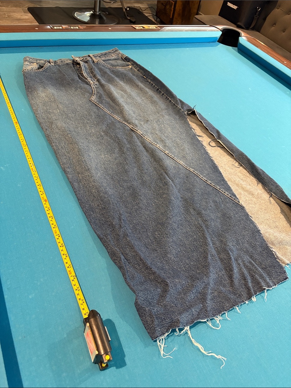 Topshop Light Blue Denim Skirt with Contrast Stitching